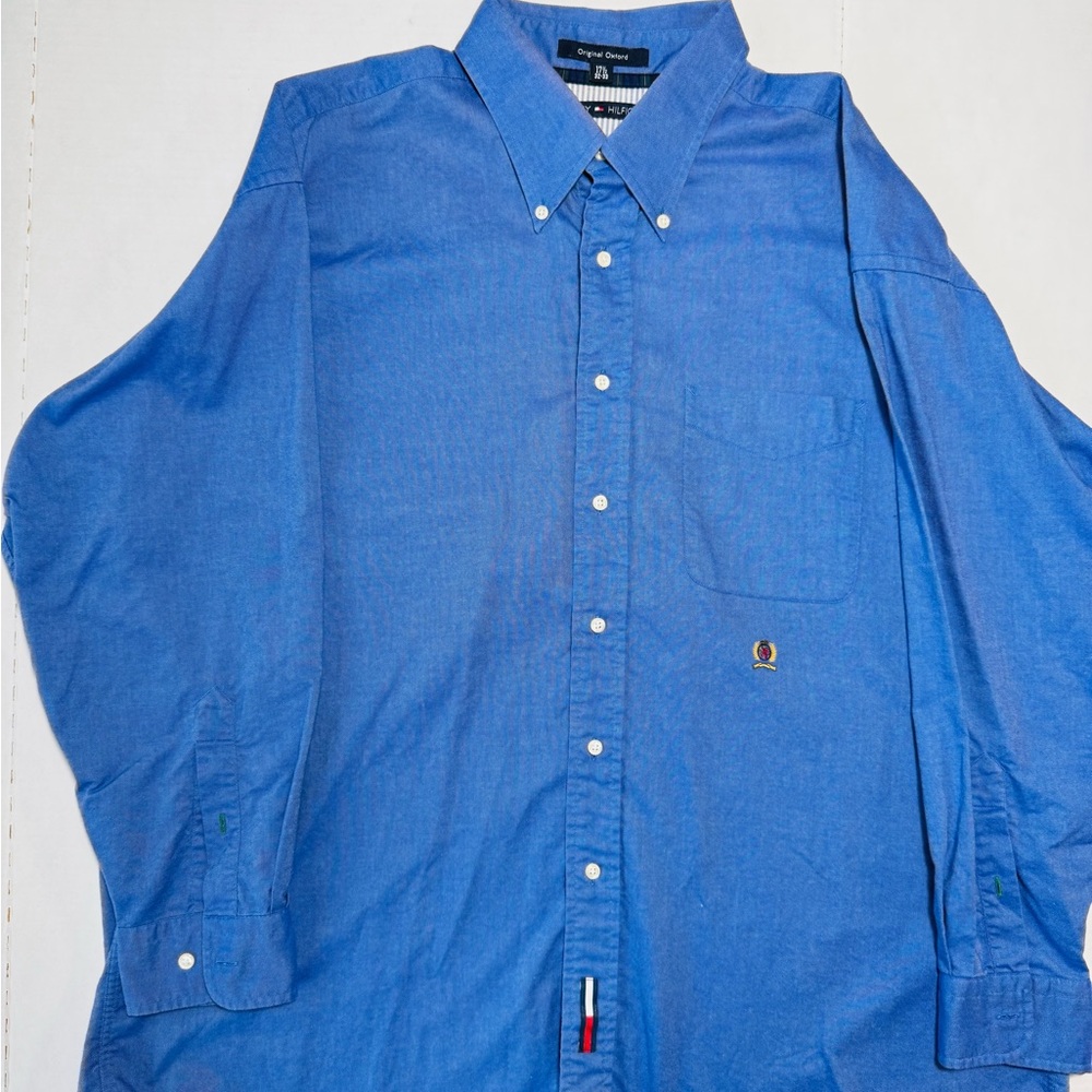 Tommy Hilfiger Mens Shirt X-Large Blue Original Oxford Long Sleeve Button Down